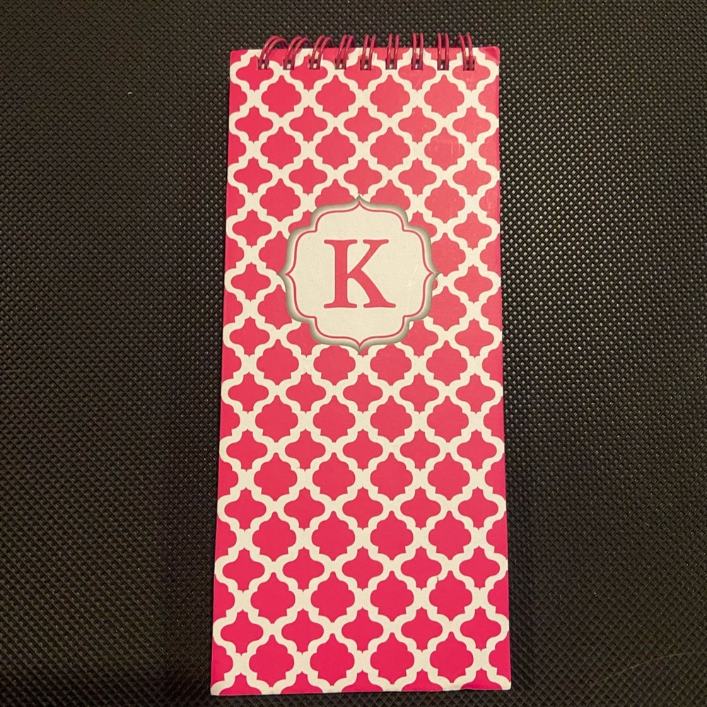 NWOT Pink and White “K” Notepad